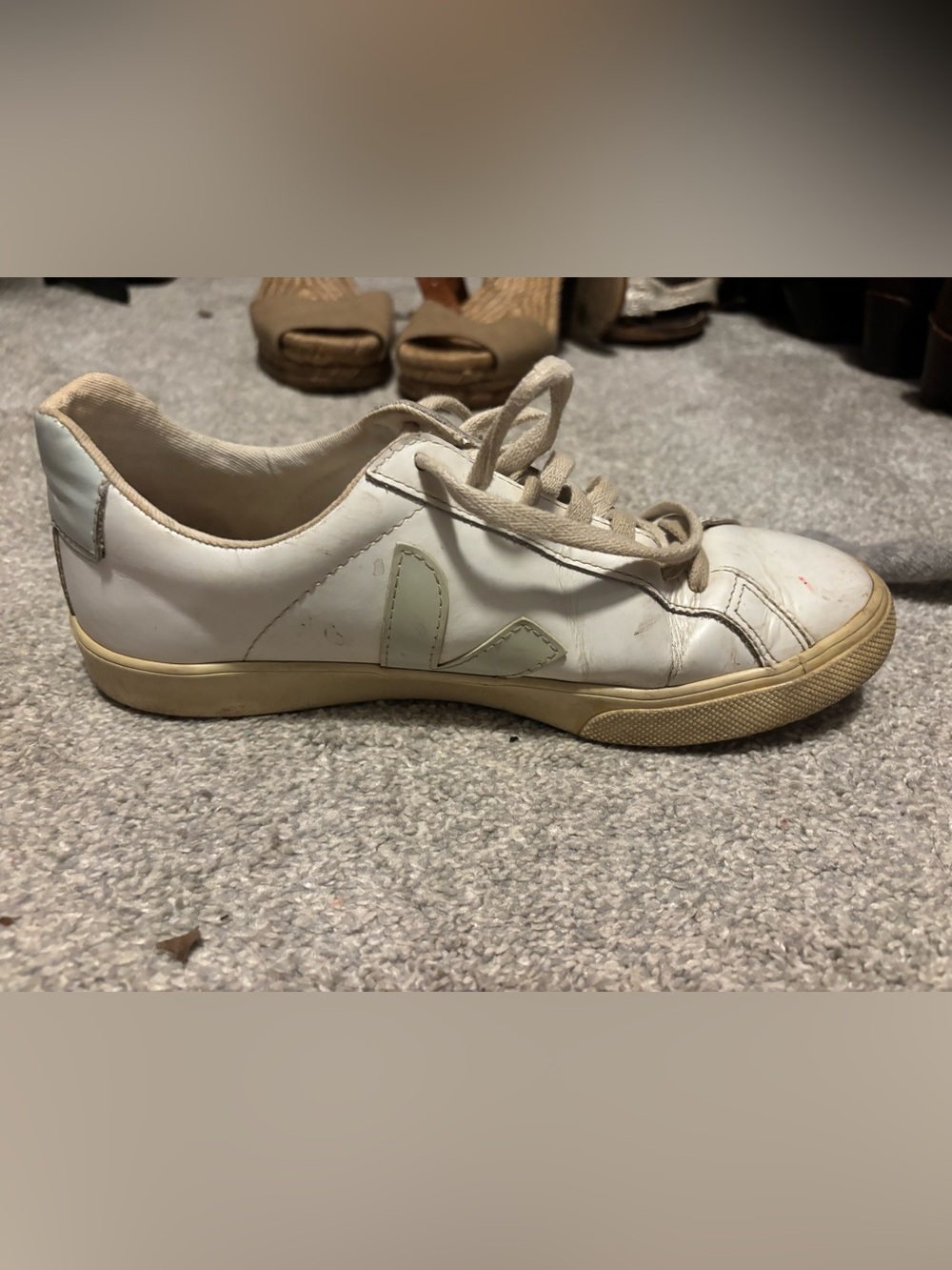 Veja White Leather Sneakers with Cream Sole